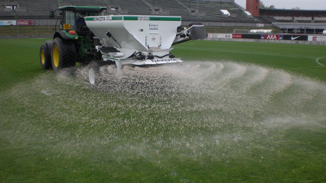 Topdressing in progress